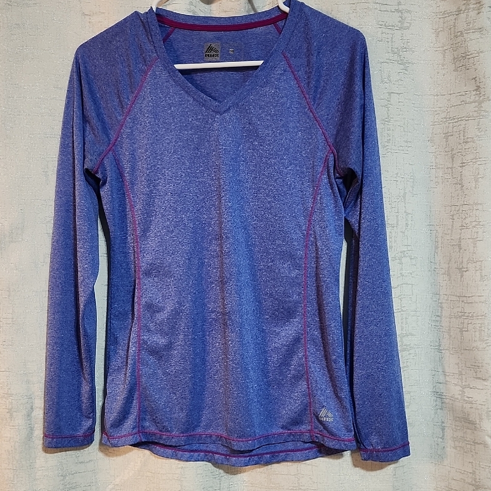 Reebok Purple Long Sleeve Top with Pink Trim